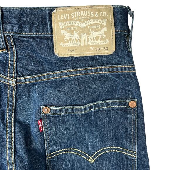 Levi’s 514 Slim Straight Potrero Jeans Coal Miner Denim Dark Wash Mens 30x30 - Picture 5 of 7